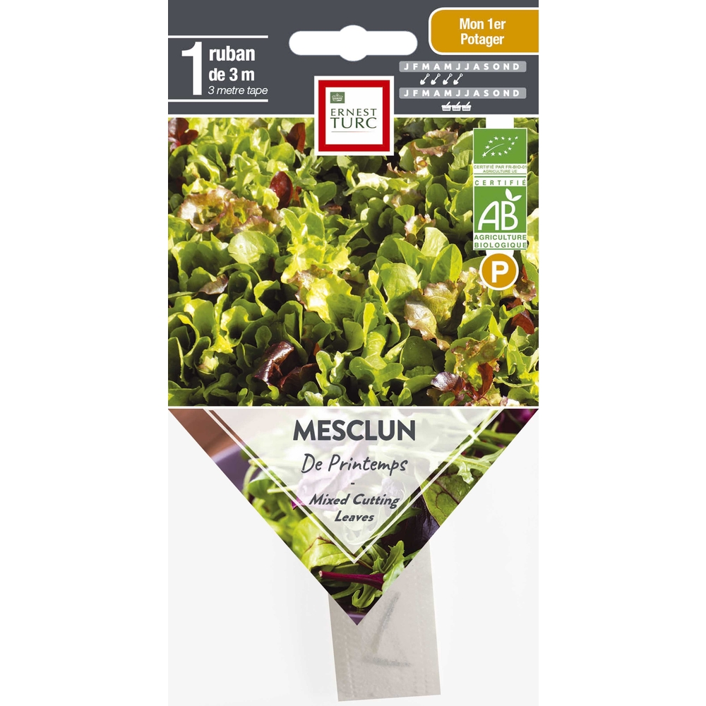 Graines de Mesclun de printemps Bio en ruban pré-semé en sachet