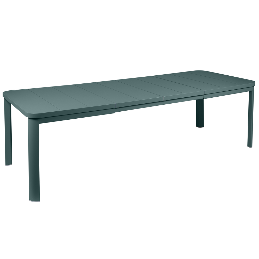 Table de jardin à 2 allonges OLÉRON grise en aluminium - 255x100x74 cm