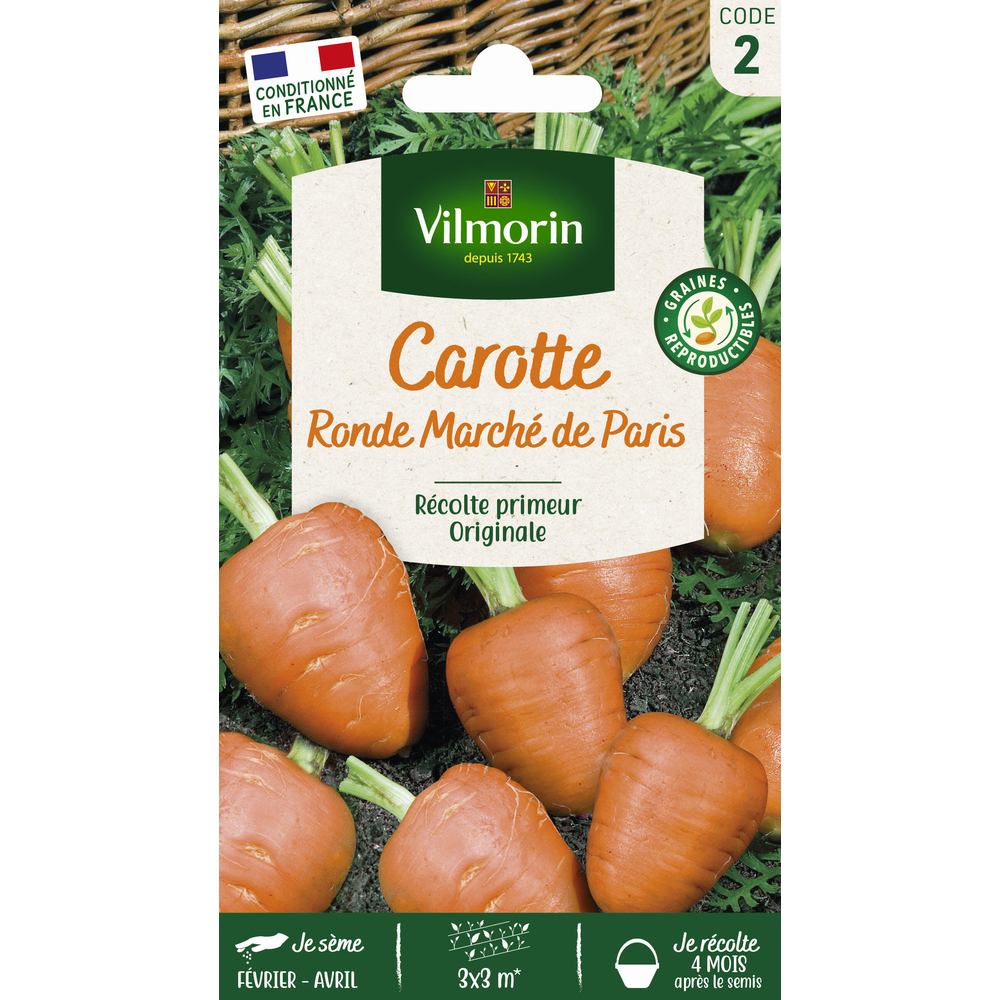 Graines de carotte Ronde Marché de Paris en sachet