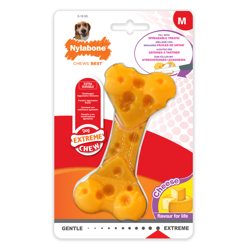 Jouet pour chien Os Nylon Fromage M