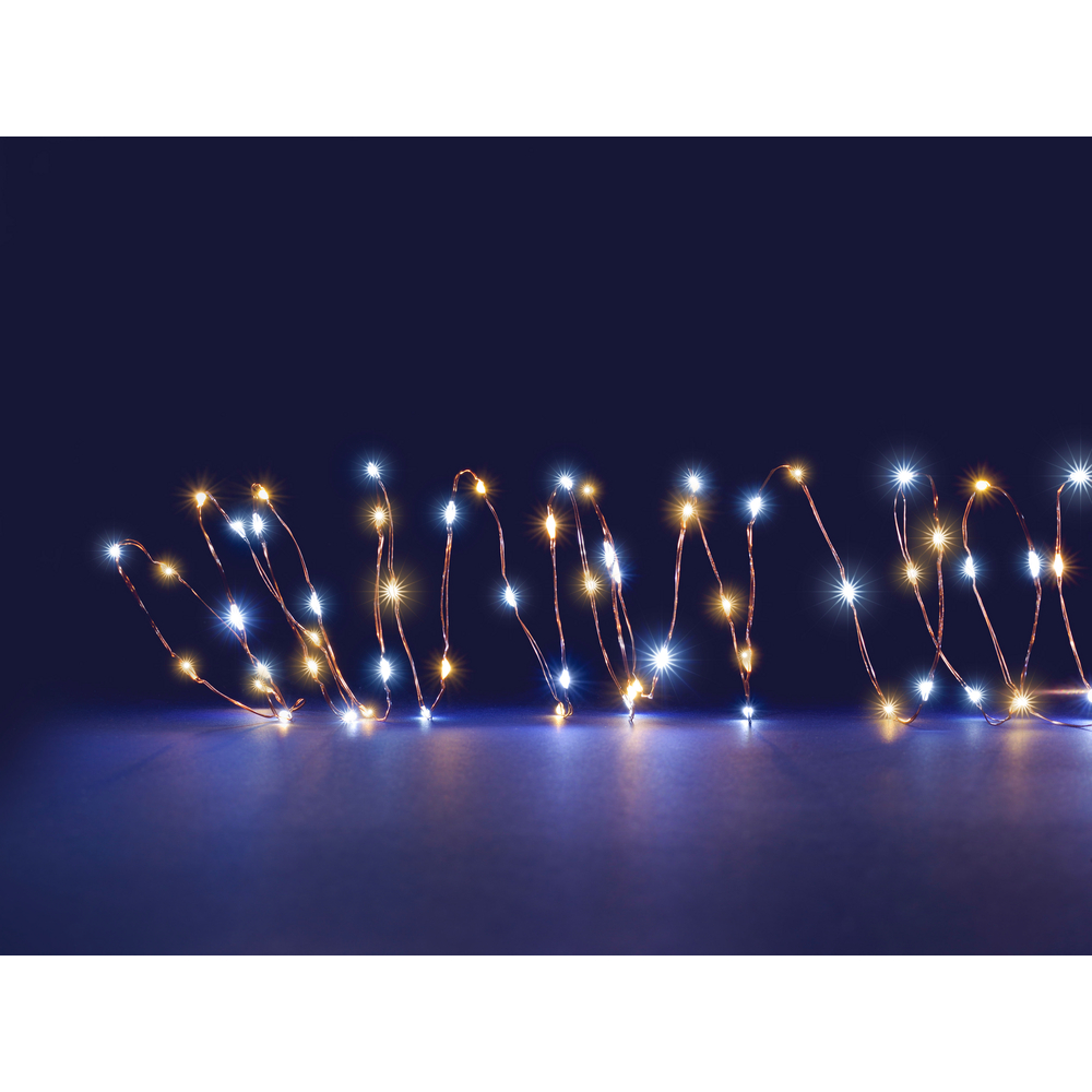 Guirlande lumineuse animée 150 micro-led, blanc chaud et flash - 7,5m