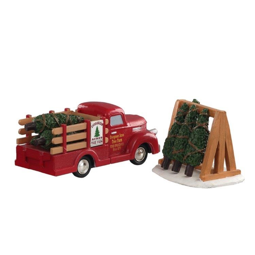 Scène Livraison de sapins 9,50x10,80 H 5,20 cm