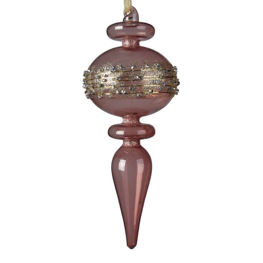 Suspension verre rose vert or