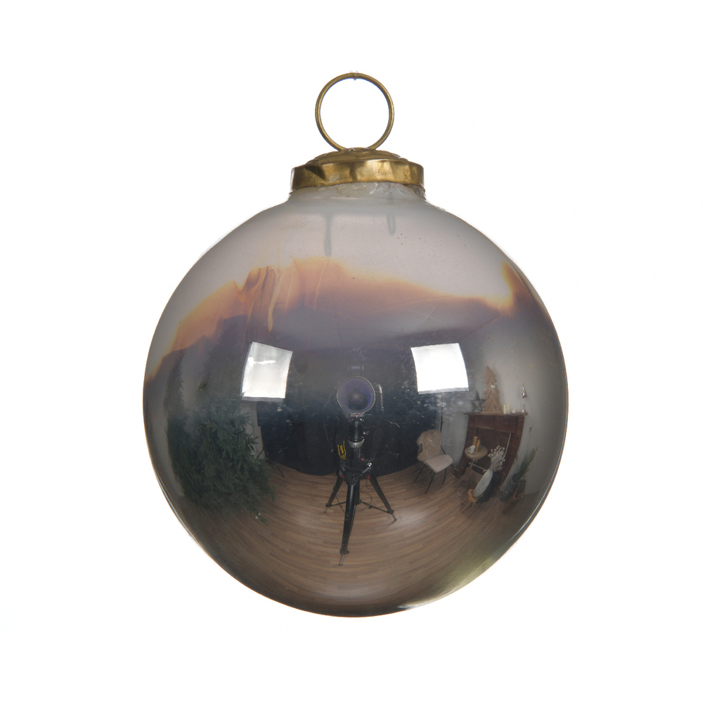 Boule de Noël en verre métallisé, coloris blanc argent - D. 10cm