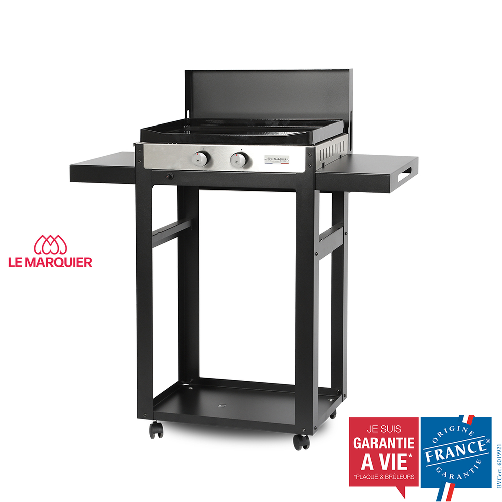 Plancha française à gaz 250 Duo avec chariot en fonte - 50x35 cm