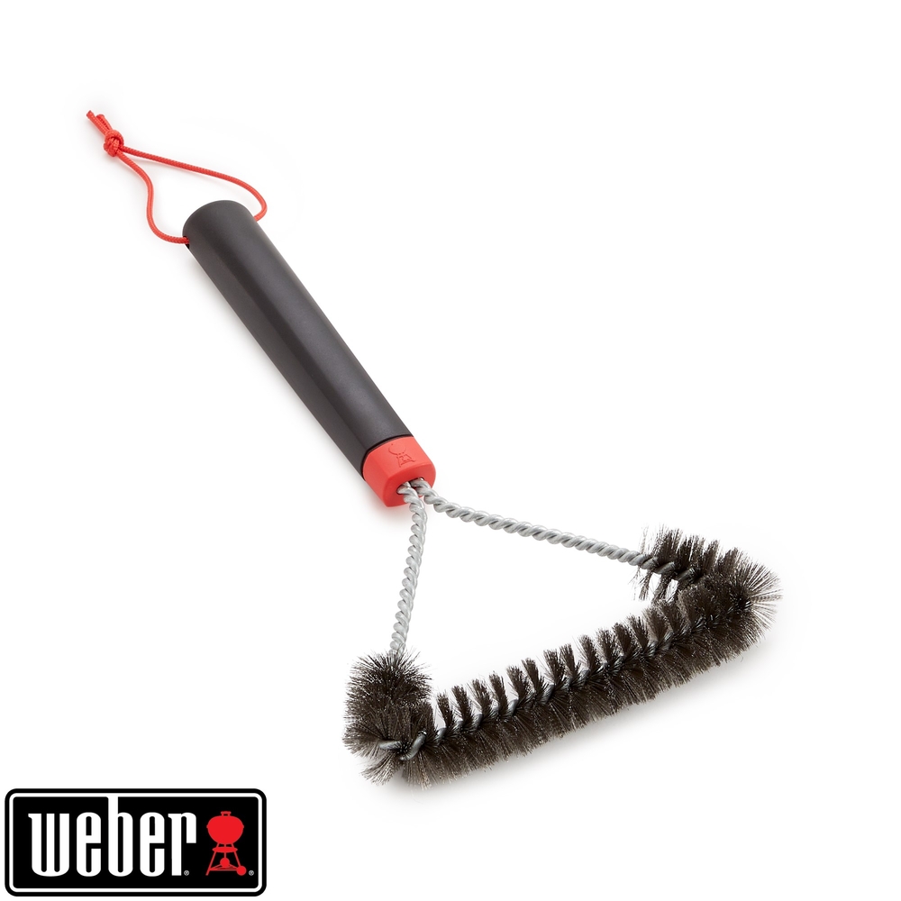 Brosse pour barbecue triangulaire en inox noir - 30 cm