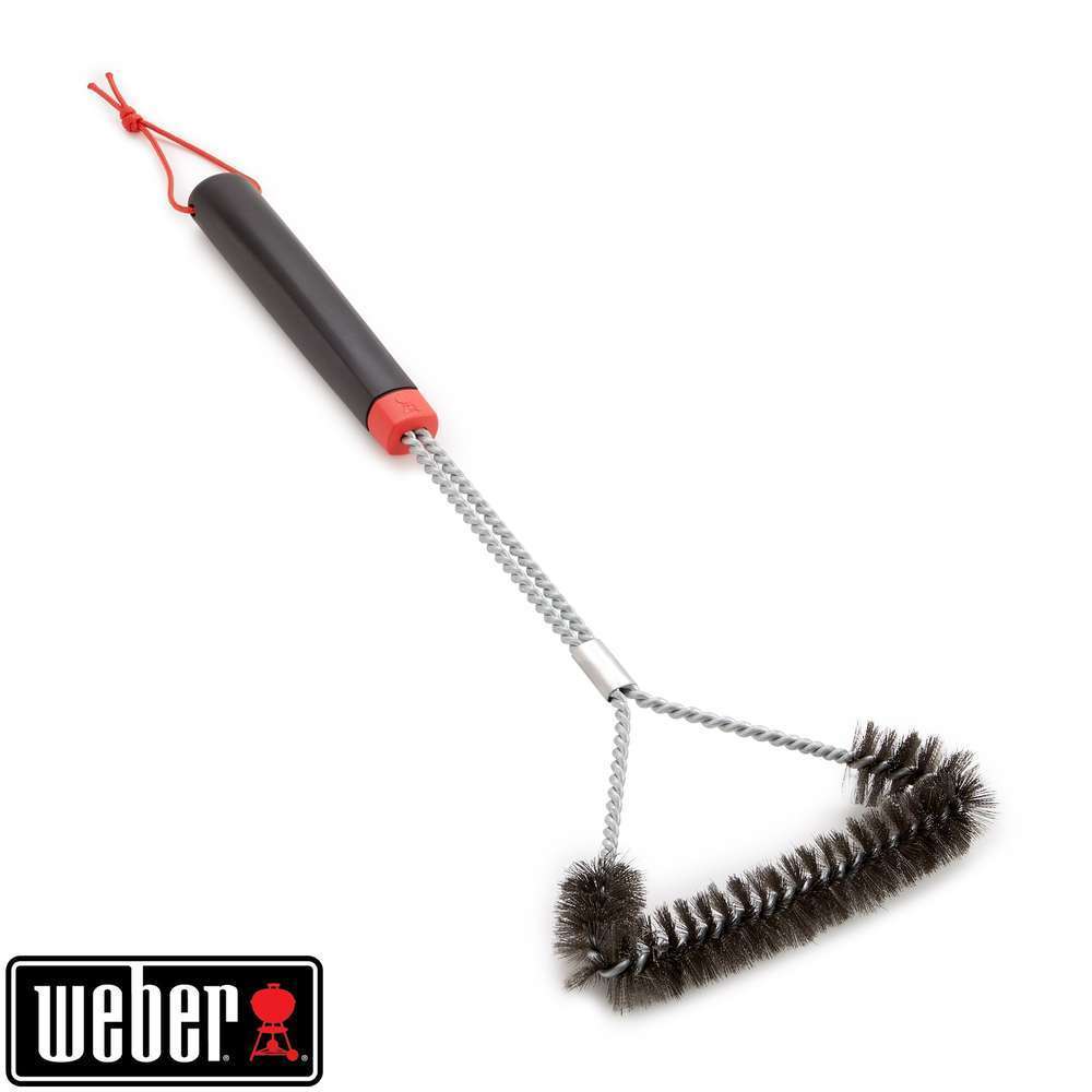 Brosse pour barbecue triangulaire en inox noir - 46 cm
