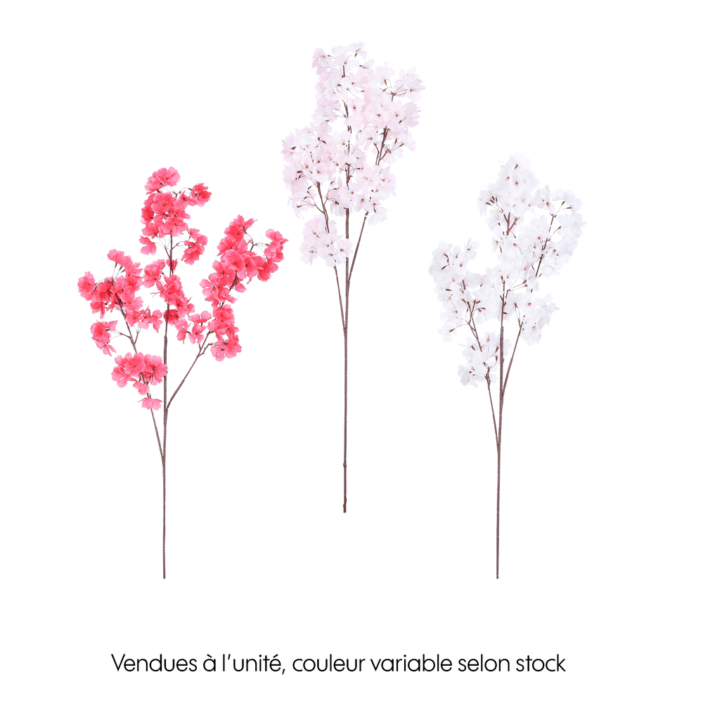 3 assortiments de cerisier : coloris rose, clair et blanc - H. 107cm