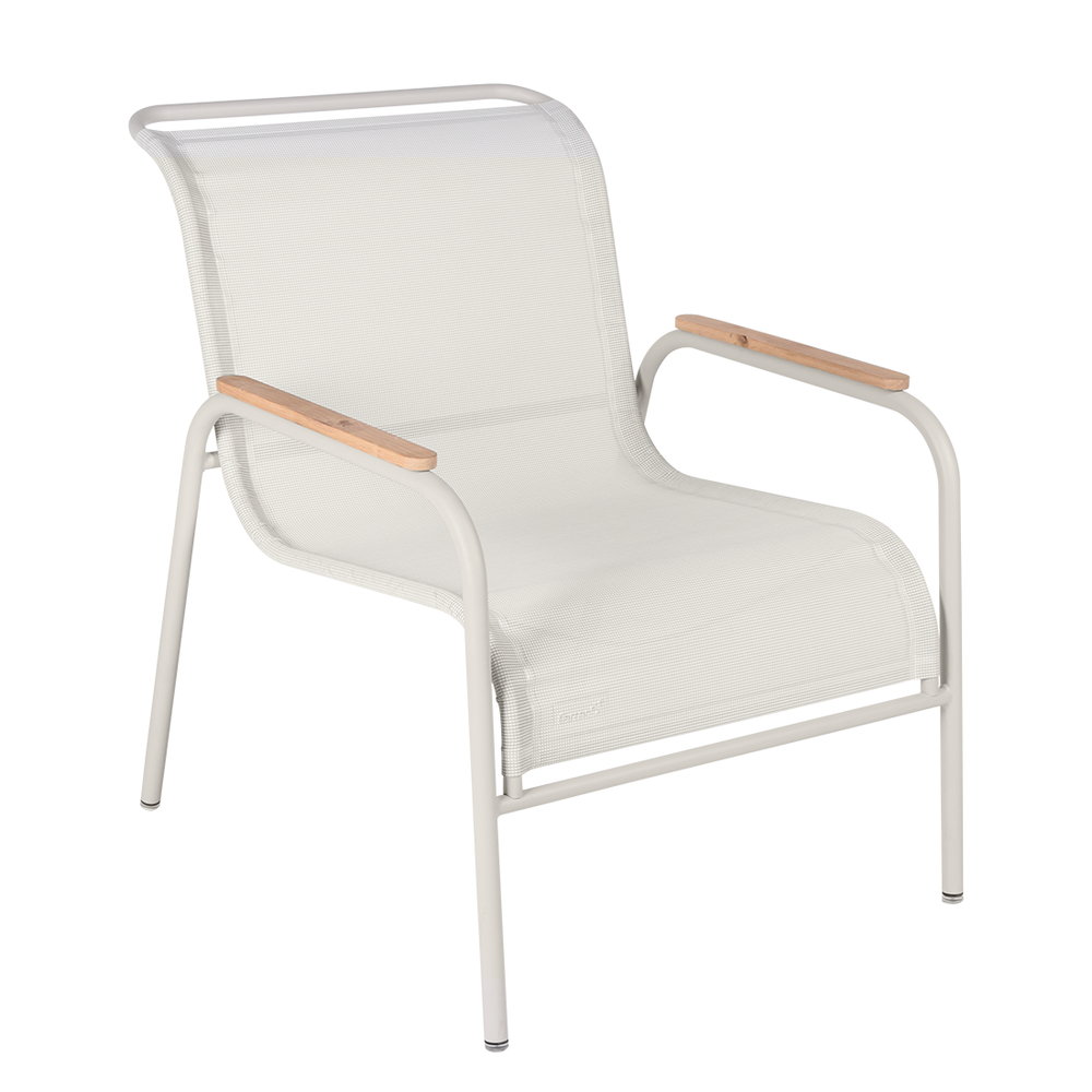 Fauteuil lounge COOLSIDE en acier, bois et toile grise - 77x87x86 cm