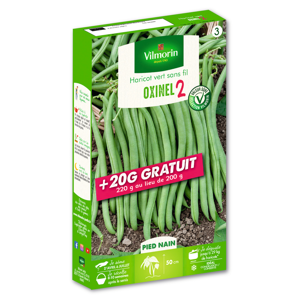 Haricot Nain Vert Oxinel 2 200 g + 20g Gratuit