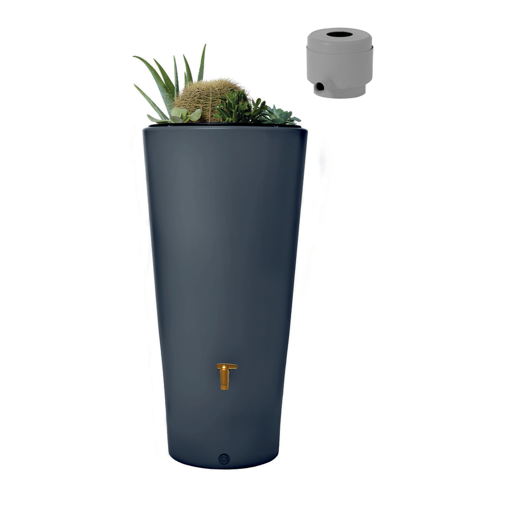 Récupérateur d'eau Kit Vaso 2en1 Graphite : L. 58xl. 58xH. 120cm - 220L