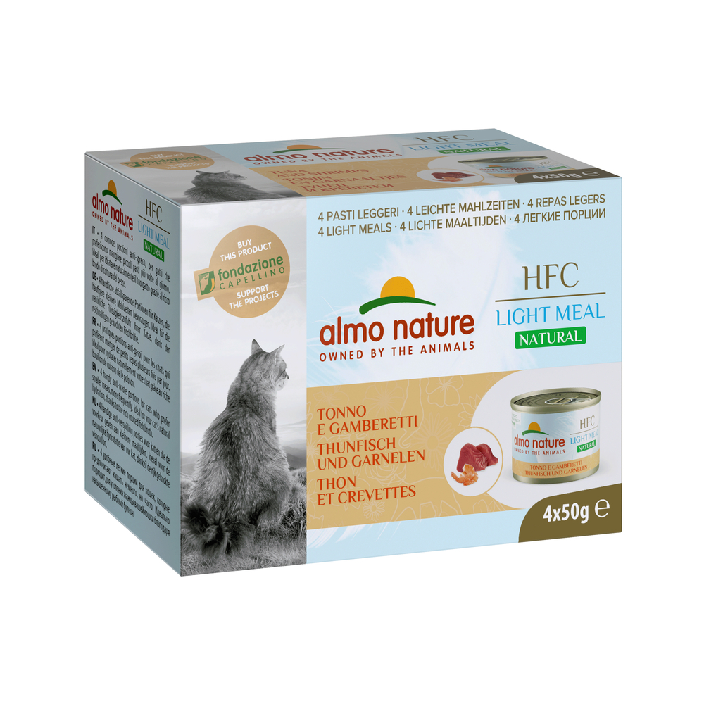 Boite pour chat Pack 4x50 Gr - Hfc Light Meal Thon et Crevettes