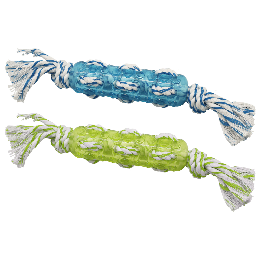 Jouet Chien Stick Noue Tpr+Corde 18cm