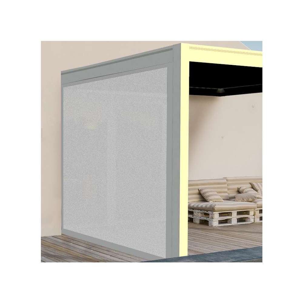 Store latéral zippé pour pergola Ouessant en aluminium blanc - 3 m