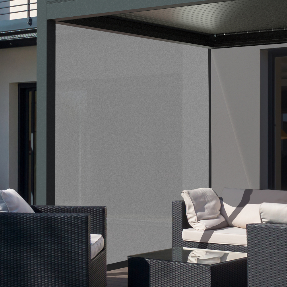 Store latéral zippé pour pergola Ouessant en aluminium gris - 3 m