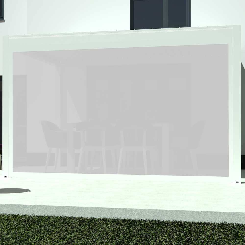 Store de façade zippé pour pergola Oviedo en aluminium blanc - 4,05 m