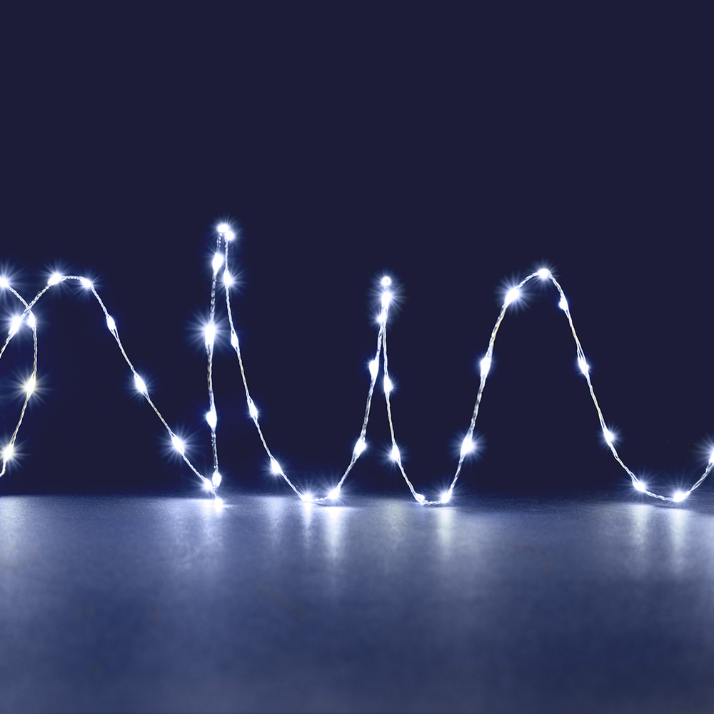 Guirlande lumineuse animée 300 micro-led, blanc froid et flash - 9m