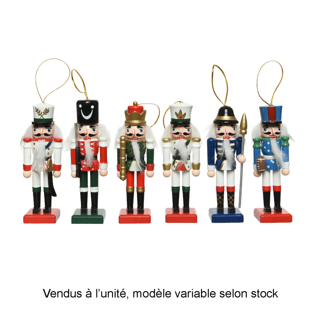 Suspension de Noël : Casse-Noisette en fourrure multicolore - H. 12cm