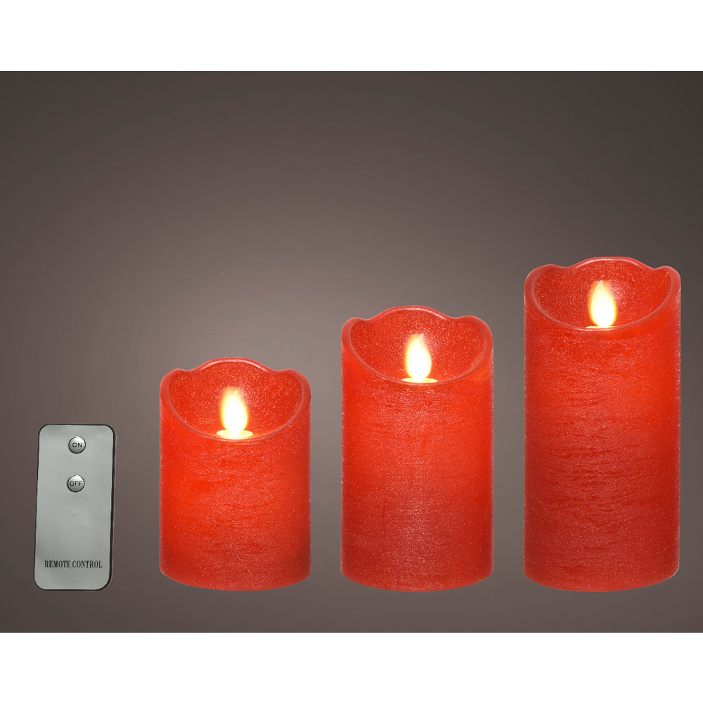 Bougie Ondulée Interieur Pile Rouge