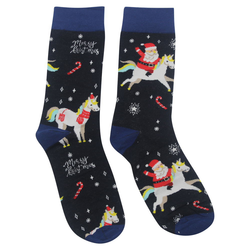 Chaussette Noël Père Noël sur cheval Taille Mixte