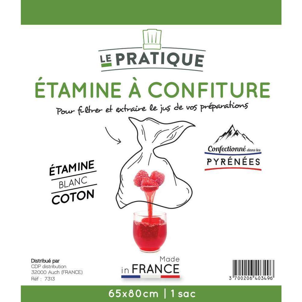 10 etamine a confiture 65 x 80 cm coloris blanc (presse fruits) - le pratique