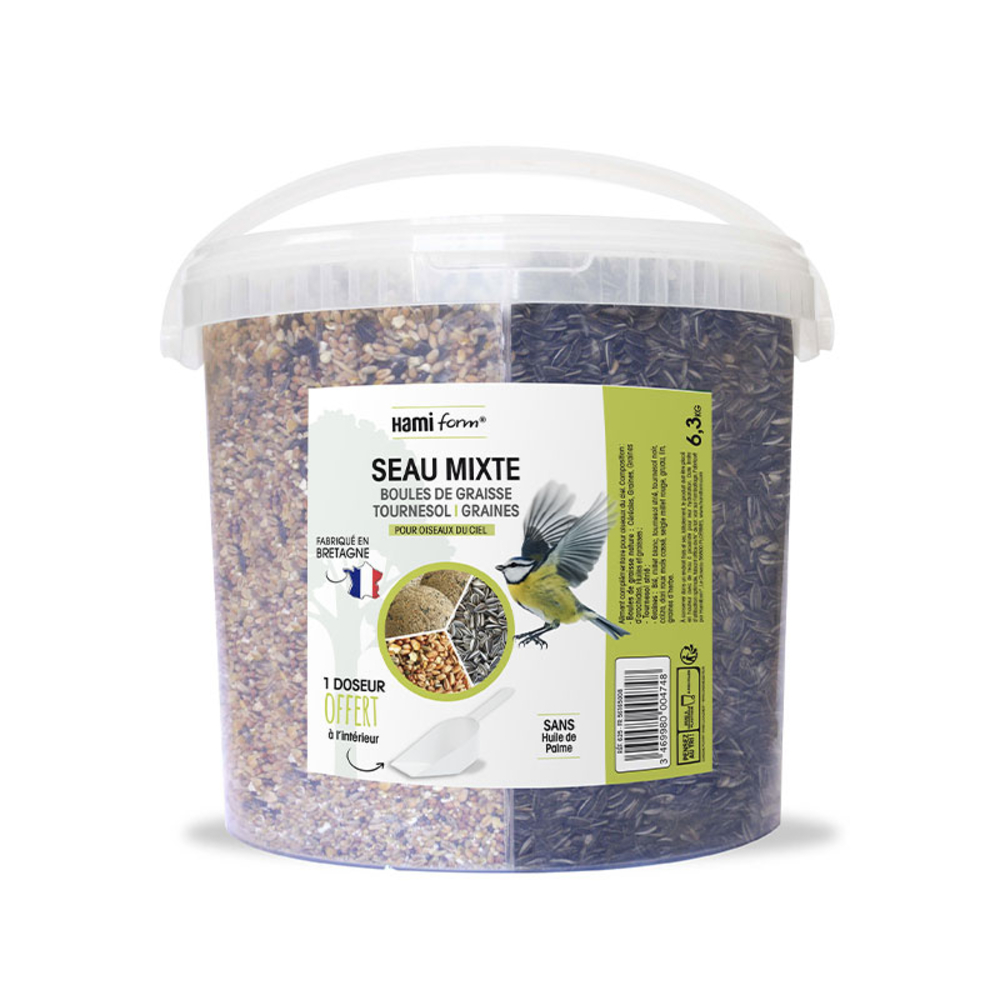 Seau mixte (graines + tournesol + boules) 6,3 kg