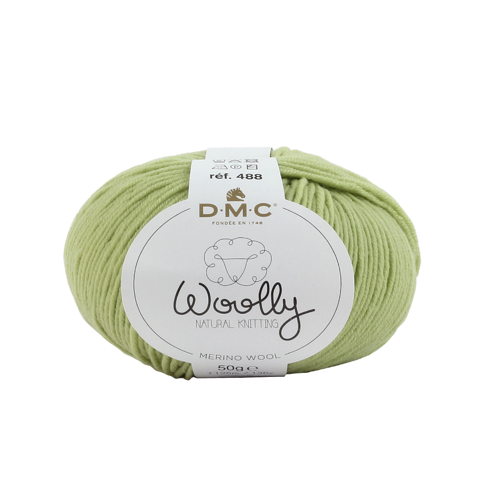 Pelote Woolly en laine mérinos coloris vert 890 - 50 g