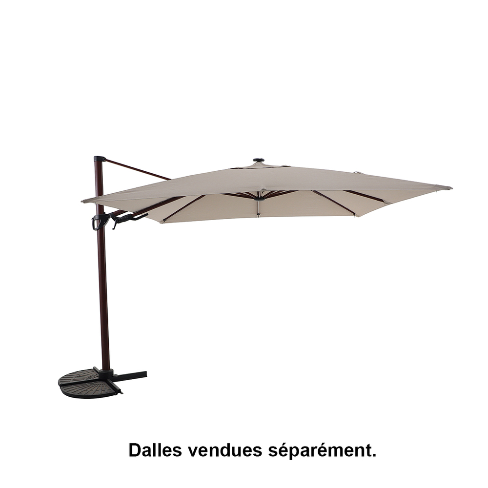 Parasol Solis en toile beige avec LED intégrées - 300x300 cm