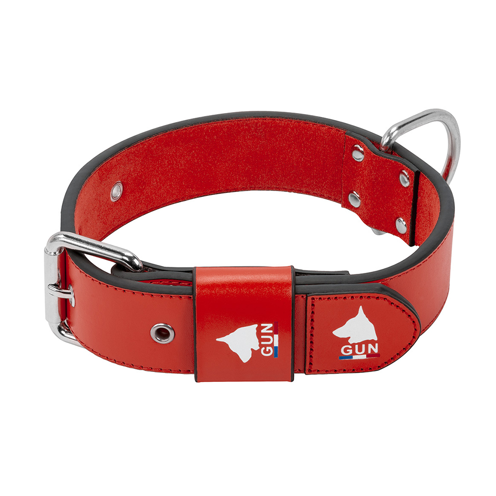 Collier Gun Big Cuir pour chien : rouge M