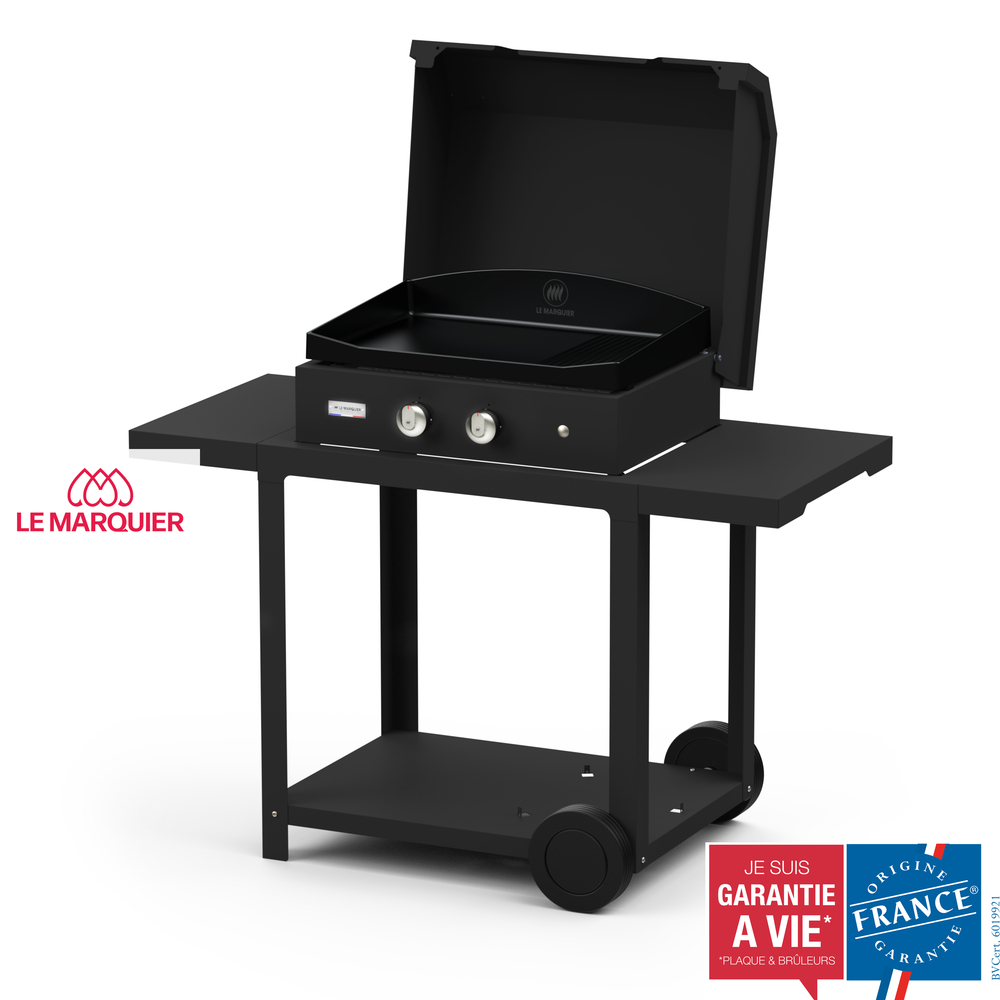 Plancha à gaz PURE GRILL 260 noire avec chariot - 122x73,6x137,7 cm