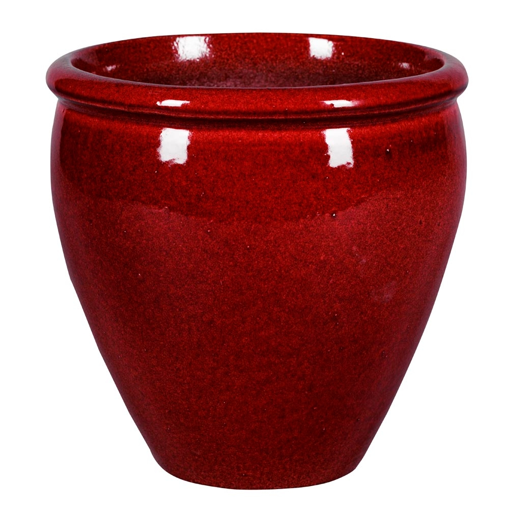 Jarre émaillée Shanghai 11-01R rouge - D. 40xH. 40cm