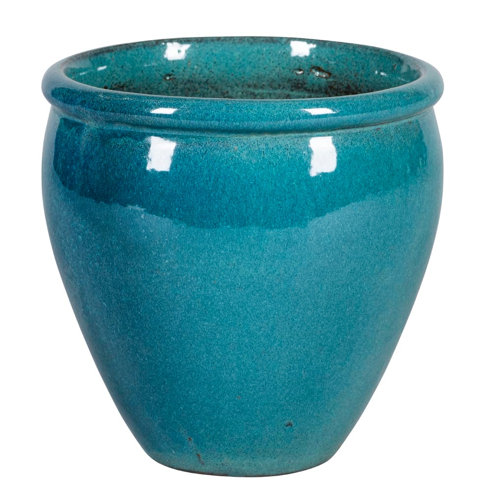 Jarre émaillée Shanghai 11-01DB bleu - D. 50xH. 50cm