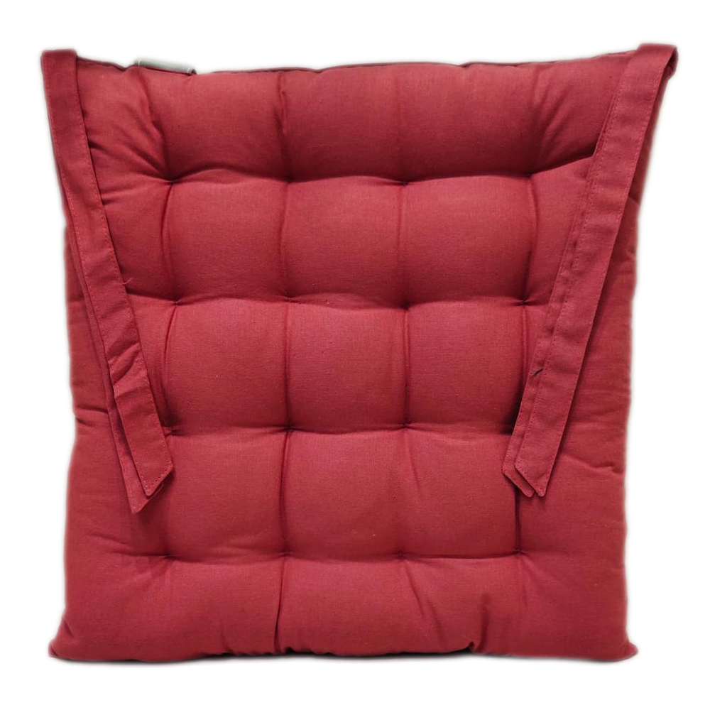 Galette de chaise unie Litchi en coton - 40x40 cm