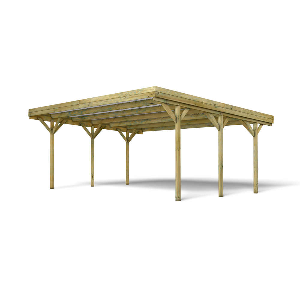 Carport double jean - 2 véhicules - 604x511cm - epaisseur 12x12mm