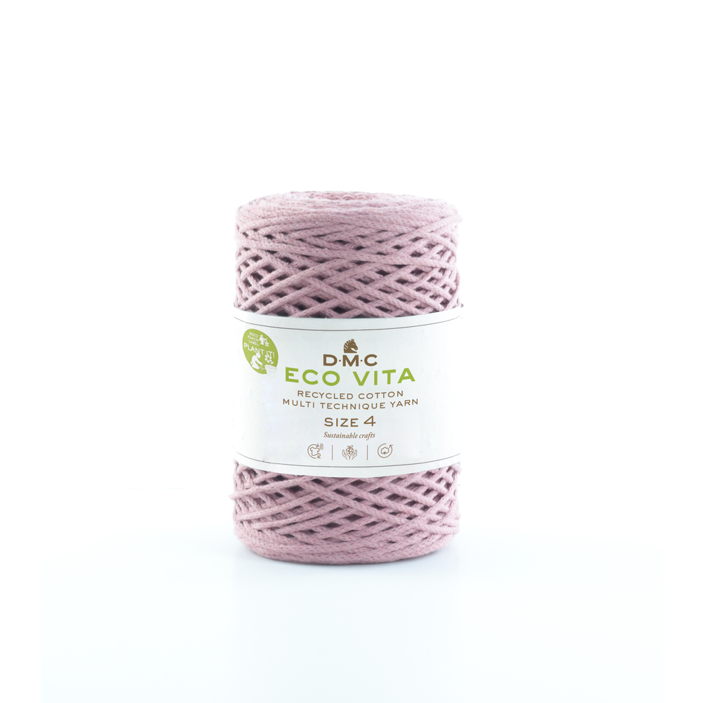 Pelote Eco Vita en fil de coton et polyester recyclé rose - 250 g