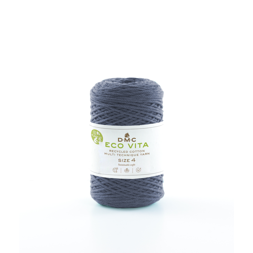 Pelote Eco Vita en fil de coton et polyester recyclé bleue - 250 g