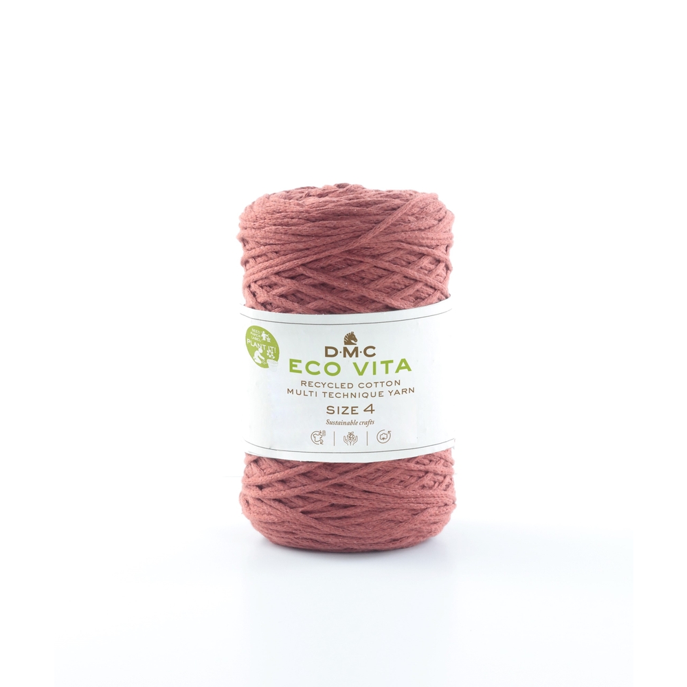 Pelote Eco Vita en fil de coton et polyester recyclé rouge - 250 g
