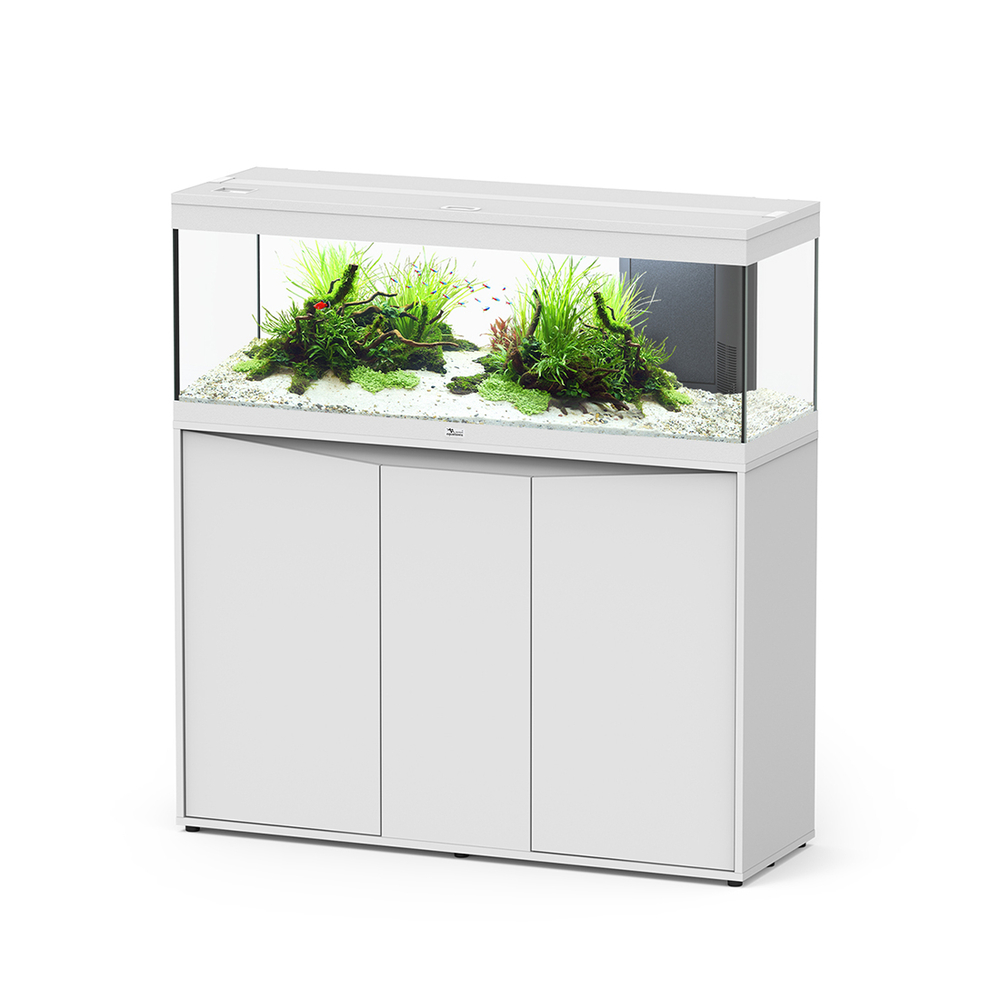 Meuble avec aquarium Prestige 120 en bois blanc - 120,4x39,9x83 cm
