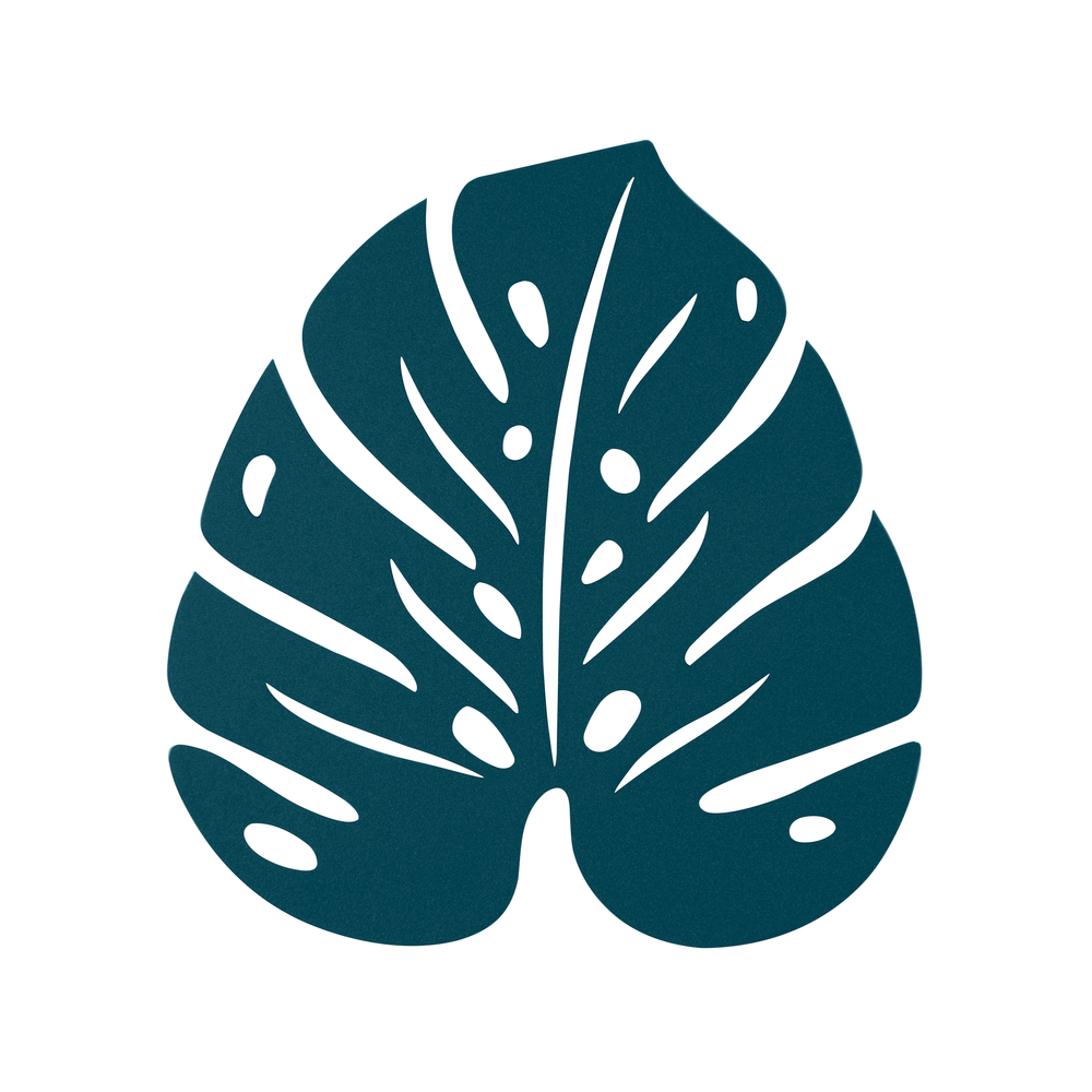 Dessous de plat Monstera, coloris bleu acapulco - 24x22cm