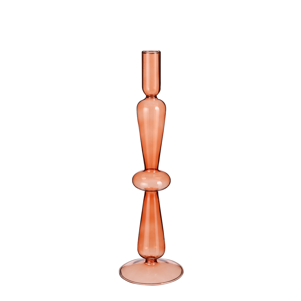 Bougeoir en verre Megan orange - H. 31xØ. 9cm