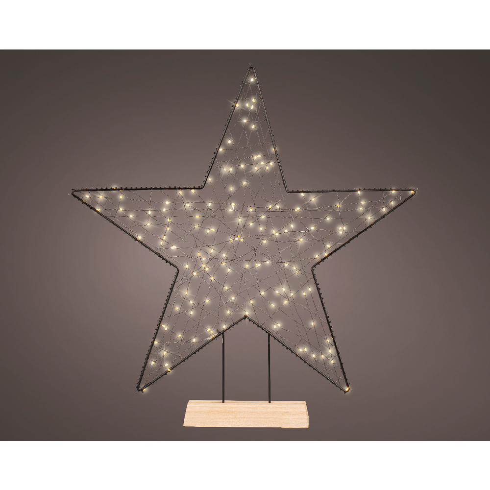 Décoration de Noël d'intérieur, Etoile LED blanches sur Pile H. 58cm