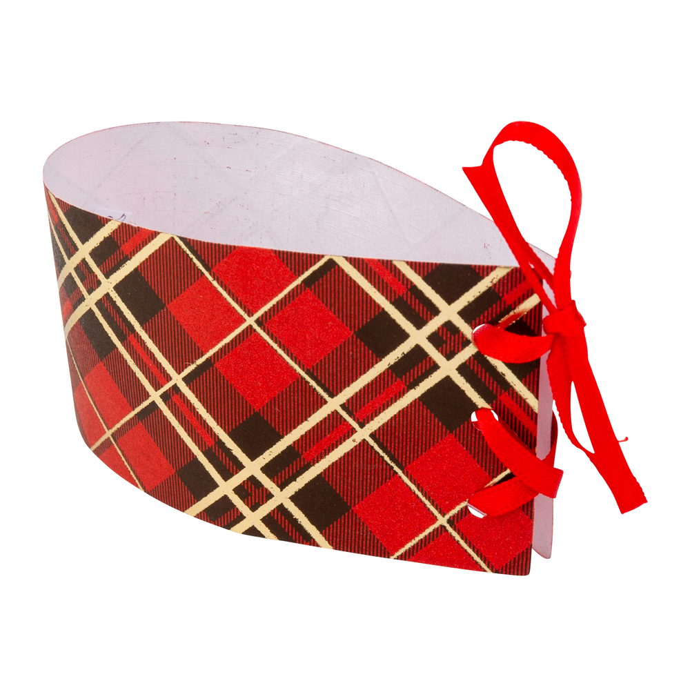 8 ronds de serviette Tartan dorure or - 16x4cm
