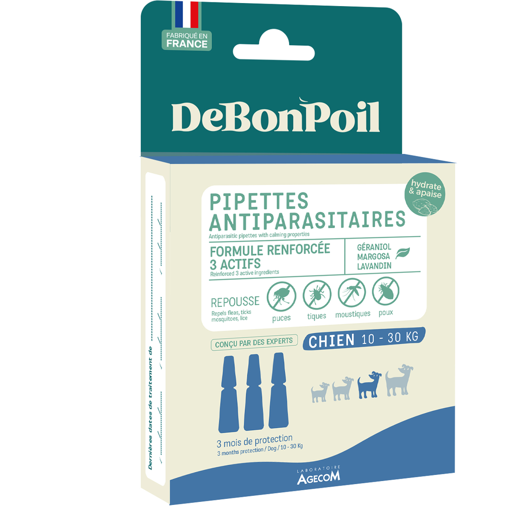 Pipettes antiparasitaire & apaisante chien (10-30 kg) x3