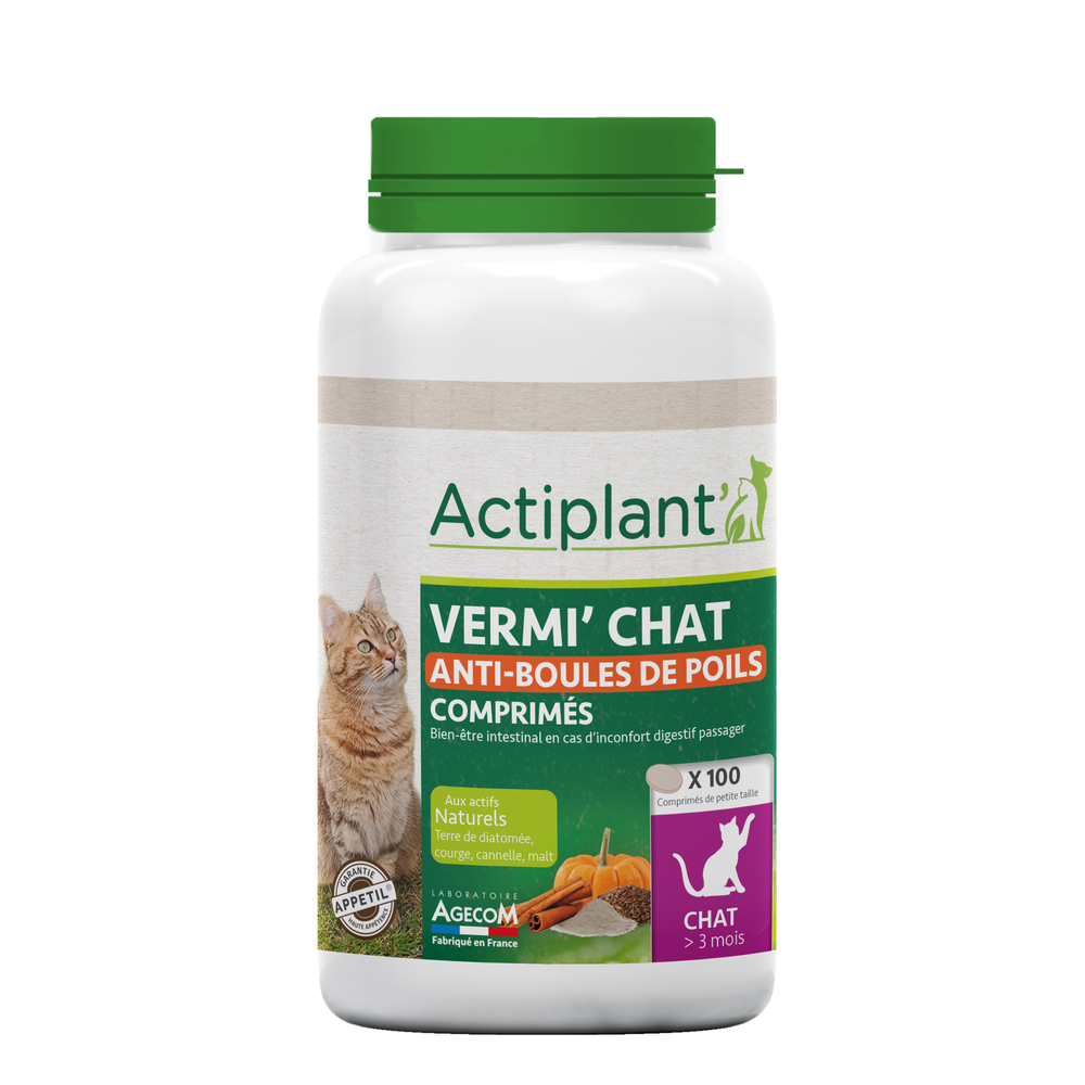 Vermi' chat anti-boules de poils - 100 comprimés