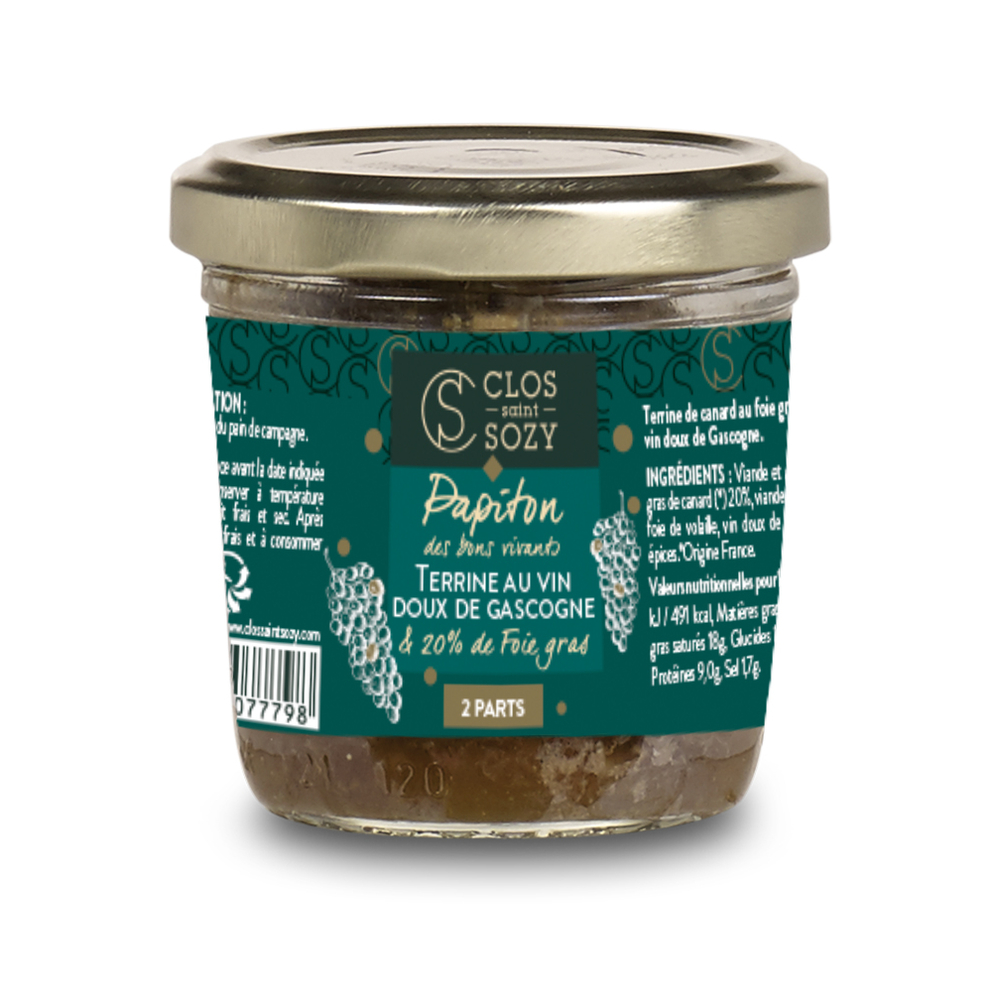 Papiton de canard au foie gras et vin de gascogne 90g