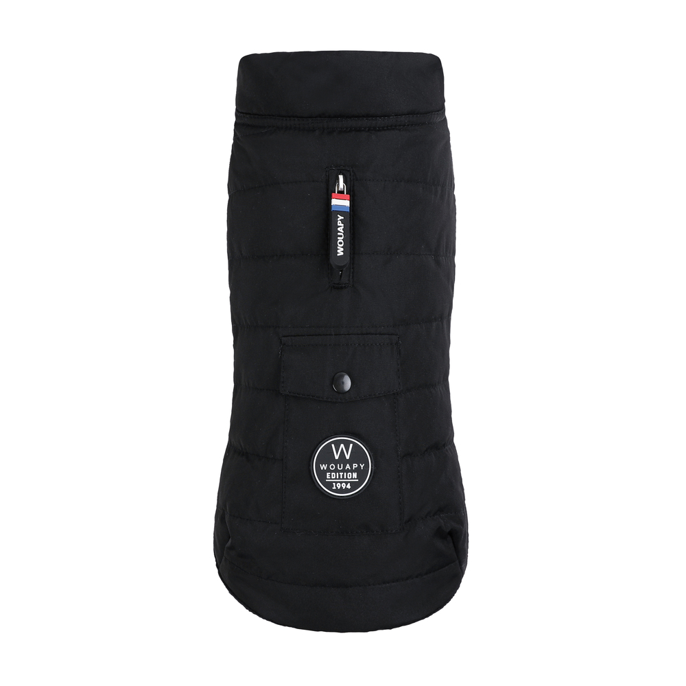 Doudoune, manteau imperméable en polyester noir pour chien - Taille TS