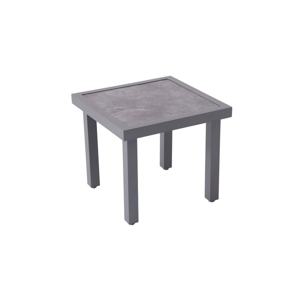 Table basse carrée Noca 45 grise en aluminium et créalite 45x45x40 cm