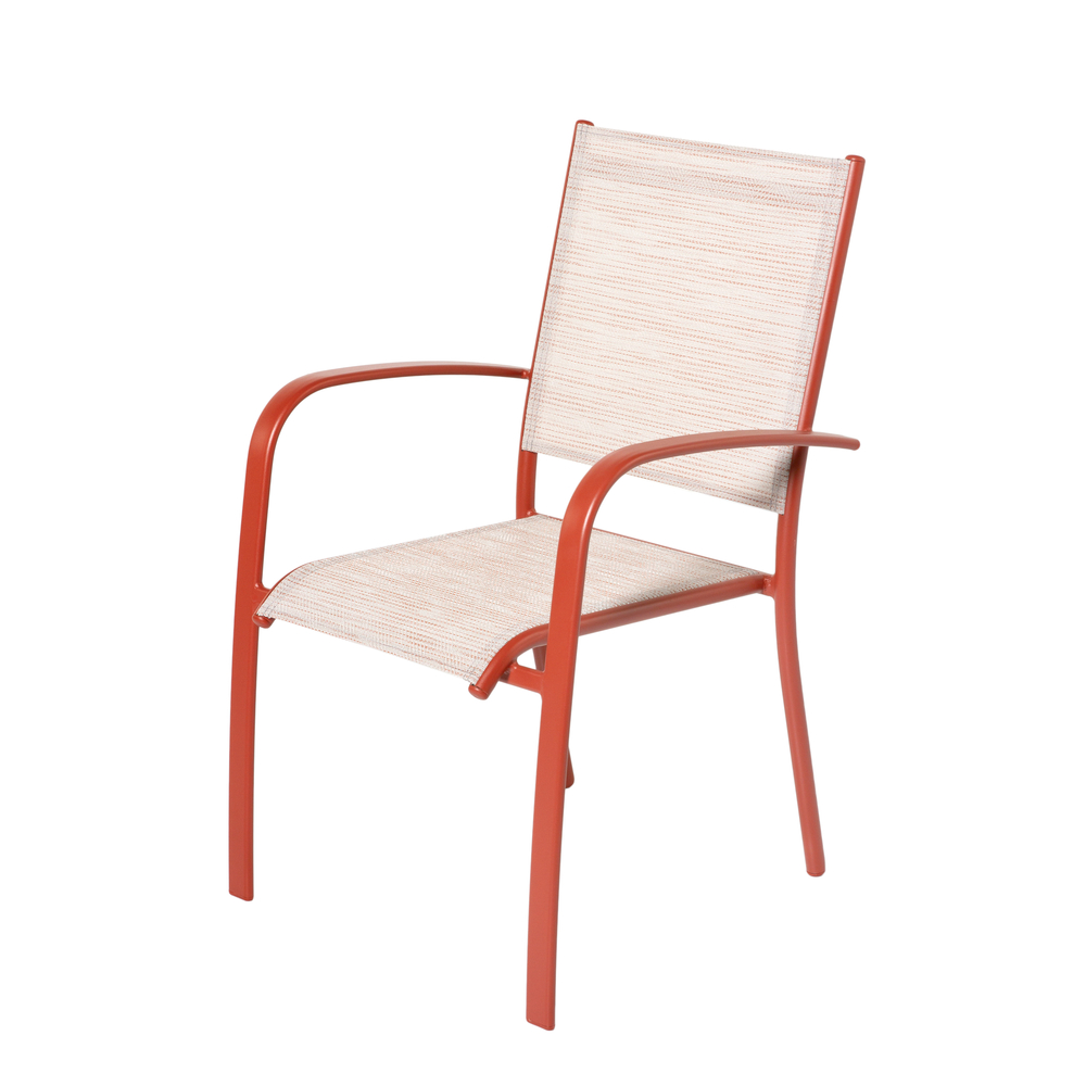 Fauteuil de jardin ARIES Tex en alu et toile terracotta - 62x56x90 cm