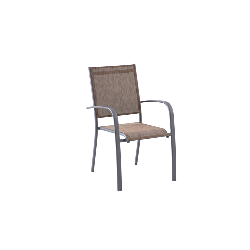Fauteuil de jardin ARIES Tex en alu et toile marron - 62x56x90 cm