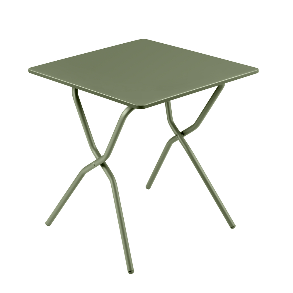 Table pliante pour usage extérieur plateau acier zingué